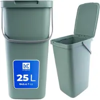 Kadax Poubelle avec couvercle et poignée, Poubelle en plastique, Poubelle pour le tri sélectif (vert, 25L)