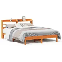Syfax Cadre de lit sans matelas cire marron 150x200cm bois pin massif