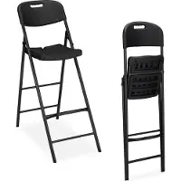 Relaxdays Tabourets de bar pliants , lot de 2, avec dossier, H x l x P : 118 x 44,5 x 82 cm, tabourets de bar hauts, plastique et acier, noir