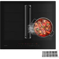 Klarstein Chef-Fusion plaque à induction avec hotte - 60 cm, 598 m³/h, 6400 W, Flexzone, efficacité énergétique A,tactile, gain de place, noire