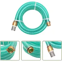 The Living Store Tuyau d'aspiration avec raccords en laiton 15 m 25 mm Vert