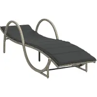Syfax Chaise longue et coussin gris clair 60x199x42 cm résine tressée