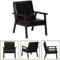 The Living Store Fauteuil noir en cuir véritable