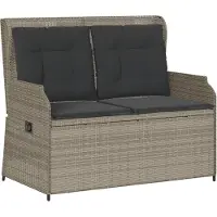 vidaXL Banc de jardin Réglable avec coussins Gris clair Poly rotin