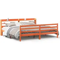 Syfax Cadre de lit sans matelas cire marron 200x200cm bois pin massif