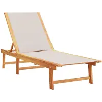 Syfax Chaise longue gris bois d'acacia solide et textilène