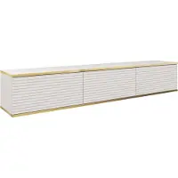 Furnlux Classic FURNLUX Table TV Oro Mdf Blanc Et Or 175cm / Couleur principale : Blanc / Dimensions : 175 x 30 x 32 cm