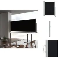 vidaXL Marquise latérale extensible 100 x 300 cm Noir - Parasols & Protection solaire
