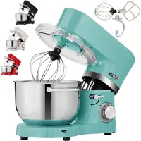 Arebos Robot de cuisine 1500W, Robot de cuisine, pétrin avec 2x bols en inox 4,5 & 5,5L, silencieux, 6 vitesses, turquoise