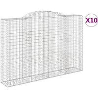 vidaXL Gabions avec arc surélevé 10 pcs 300x50x200/220cm Fer galvanisé