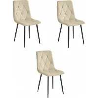 Leobert Chaise - - Libra - Velours Beige Clair/Pieds Noirs - Lot De 3