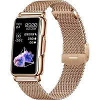 EKO , montre connectée 5.0 avec antivol et bracelet milanais en acier inoxydable, or
