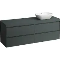 Laufen LANI Plan de lavabo gris trafic incl. meuble sous-lavabo, 1 découpe à droite, 1570x495x580mm, H4055931122661