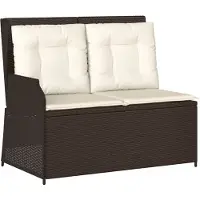 vidaXL Banc de jardin Réglable avec coussins Marron Poly Rattan