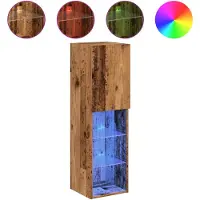 Syfax Meuble TV avec lumières LED vieux bois 30,5x30x102 cm