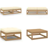 vidaXL Tabouret de jardin avec coussin 2 pcs. Pin massif - Tabouret - Repose-pieds - Repose-pieds