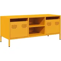 Syfax Meuble TV jaune moutarde 101,5x39x43,5 cm acier laminé à froid