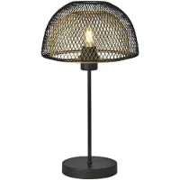 Searchlight Lampe De Table Nid D'abeille 1Lt En Maille Double Couche - Extérieur Noir Et Intérieur Or