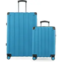 Hauptstadtkoffer Q-Damm - Set de 2 valises, grande valise XL Extension + valise cabine avion valise de bord + valise à roulettes check-in, trolleys à double roulettes, TSA,bleu cyan