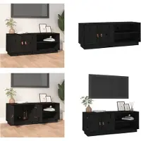 vidaXL Armoire TV Noir 105x34x40 cm Pin massif - Armoire TV - Meubles TV - Supports TV