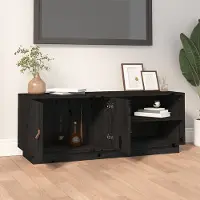 Prolenta Maison Exclusive - Meuble TV noir 105x34x40 cm Bois massif Pin