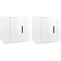Syfax Meubles TV muraux 2 pcs Blanc brillant 40x34,5x40 cm