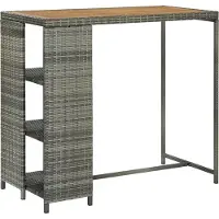 Syfax Table de bar avec rangement Gris 120x60x110 cm Résine tressée