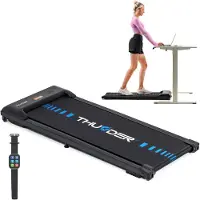 Thunder Tapis de course IDEA-BLACK 101x38cm 6km/h FitShow LED Bluetooth Haut-parleur Roulettes de transport