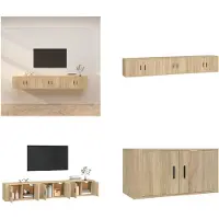 vidaXL Armoires murales TV 3 pcs. chêne Sonoma 80x34,5x40 cm - Meuble TV mural - Meubles TV muraux - Armoire TV - Console TV