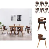 vidaXL Chaises de salle à manger 6 pcs. Gris foncé Bois courbé et tissu - Chaises de salle à manger