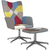 Syfax Chaise de relaxation avec tabouret Patchwork Tissu