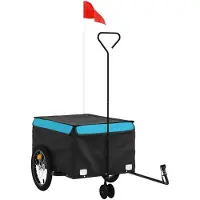 Syfax Remorque de vélo noir et bleu 45 kg fer