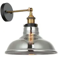 ITALUX Applique murale HUBERT laiton-doré-noir-fumé 1xE27x40W verre dim. : 25x28x28 cm IP20