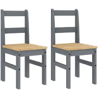 vidaXL Chaises de salle à manger, lot de 2, PANAMA, gris, 40 x 46 x 90 cm, bois de pin massif