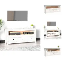 vidaXL Meuble TV Blanc 114x35x52 cm Pin massif - Meubles TV