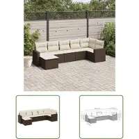 The Living Store 7-pièces salon de jardin avec coussins brun poly rotin