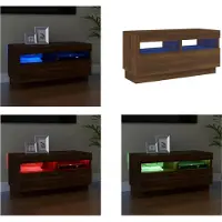 vidaXL Armoire TV avec lampes LED brun aspect chêne 80x35x40 cm - Armoire TV - Meubles TV - Supports TV