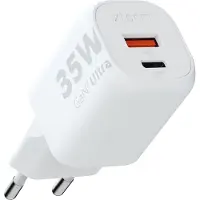 Xtorm Chargeur 35W GaN2 Ultra, Technologie GaN, USB-C et USB-A, Power Delivery, Plastique Recyclé GRS - Blanc