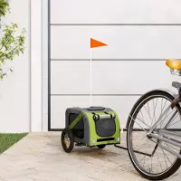 Prolenta Maison Exclusive - Remorque pour vélo pour chiens, vert et gris, en tissu Oxford et fer