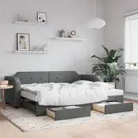 Prolenta Maison Exclusive - Canapé-lit convertible avec tiroirs, gris foncé, 90 x 190 cm, tissu