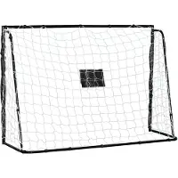 HOMCOM But de football - cage de foot - but d'entrainement dim. 186L x 62l x 123H cm - châssis métal filet PE - piquets & outil inclus - noir blanc