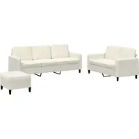vidaXL 3-pc. Ensemble canapé velours crème