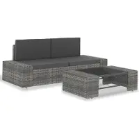 The Living Store 3-tlg. Set de salon de jardin Poly Rattan Grau