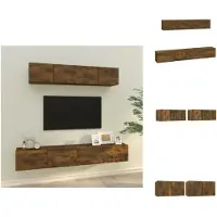 vidaXL Ensemble de meubles TV 4 pièces chêne fumé bois composite - Meubles TV