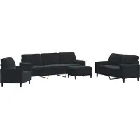 Syfax Ensemble de canapés 4pcs et coussins et traversins noir velours