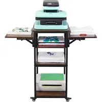 Vevor Table de presse à chaud avec station de chargement, support de presse à chaud mobile à 4 niveaux, support d'imprimante pliable avec roues, établi métallique roulant