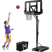 Costway Panier de basket , support de basket réglable en hauteur de 245 à 305 cm, panier de basket avec support, 2 roues et sac de lestage, installation de basket mobile