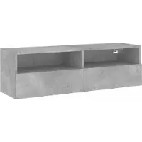 Syfax Meuble TV mural gris béton 100x30x30 cm bois d'ingénierie