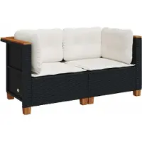 Syfax Canapés d'angle de jardin et coussins 2 pcs noir résine tressée