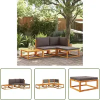 The Living Store Ensemble de canapés de jardin 4 pièces avec coussins en bois massif d'acacia
